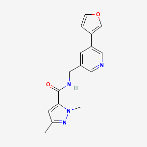 molecular formula C16H16N4O2 B2867809 N-((5-(furan-3-yl)pyridin-3-yl)methyl)-1,3-dimethyl-1H-pyrazole-5-carboxamide CAS No. 2034498-24-1
