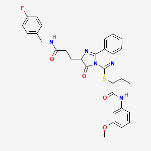 2-{[2-(2-{[(4-fluorophenyl)methyl]carbamoyl}ethyl)-3-oxo-2H,3H-imidazo[1,2-c]quinazolin-5-yl]sulfanyl}-N-(3-methoxyphenyl)butanamide