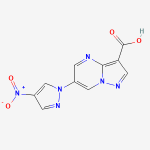 molecular formula C10H6N6O4 B2867818 6-(4-Nitropyrazol-1-yl)pyrazolo[1,5-a]pyrimidine-3-carboxylic acid CAS No. 482574-70-9