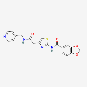 molecular formula C19H16N4O4S B2867820 N-(4-(2-oxo-2-((pyridin-4-ylmethyl)amino)ethyl)thiazol-2-yl)benzo[d][1,3]dioxole-5-carboxamide CAS No. 941947-70-2