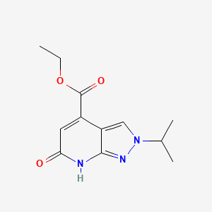 molecular formula C12H15N3O3 B2867823 Ethyl 2-isopropyl-6-oxo-6,7-dihydro-2H-pyrazolo[3,4-b]pyridine-4-carboxylate CAS No. 1018166-73-8