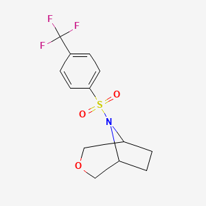 molecular formula C13H14F3NO3S B2867829 8-[4-(trifluoromethyl)benzenesulfonyl]-3-oxa-8-azabicyclo[3.2.1]octane CAS No. 1396846-35-7