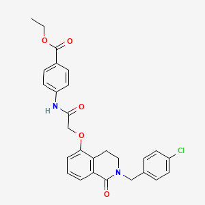 molecular formula C27H25ClN2O5 B2867840 ethyl 4-[2-({2-[(4-chlorophenyl)methyl]-1-oxo-1,2,3,4-tetrahydroisoquinolin-5-yl}oxy)acetamido]benzoate CAS No. 850906-71-7