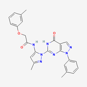 molecular formula C25H23N7O3 B2867844 N-(3-methyl-1-(4-oxo-1-(m-tolyl)-4,5-dihydro-1H-pyrazolo[3,4-d]pyrimidin-6-yl)-1H-pyrazol-5-yl)-2-(m-tolyloxy)acetamide CAS No. 1172308-40-5