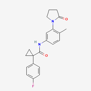 molecular formula C21H21FN2O2 B2867869 1-(4-fluorophenyl)-N-[4-methyl-3-(2-oxopyrrolidin-1-yl)phenyl]cyclopropane-1-carboxamide CAS No. 1091383-39-9