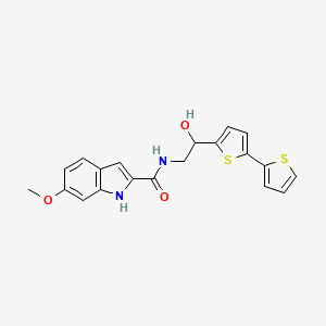 molecular formula C20H18N2O3S2 B2867871 N-(2-{[2,2'-bithiophene]-5-yl}-2-hydroxyethyl)-6-methoxy-1H-indole-2-carboxamide CAS No. 2320927-64-6