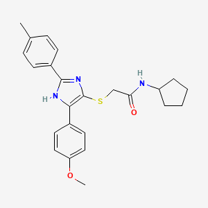 molecular formula C24H27N3O2S B2867924 N-CYCLOPENTYL-2-{[5-(4-METHOXYPHENYL)-2-(4-METHYLPHENYL)-1H-IMIDAZOL-4-YL]SULFANYL}ACETAMIDE CAS No. 901258-26-2
