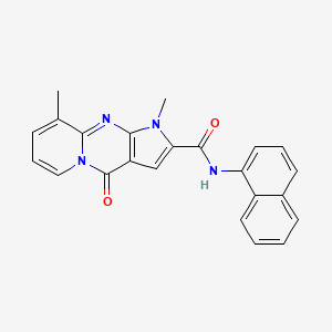 molecular formula C23H18N4O2 B2867934 1,9-dimethyl-N-(naphthalen-1-yl)-4-oxo-1,4-dihydropyrido[1,2-a]pyrrolo[2,3-d]pyrimidine-2-carboxamide CAS No. 900276-88-2