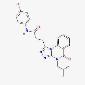 molecular formula C22H22FN5O2 B2867950 N-(4-fluorophenyl)-3-[4-(2-methylpropyl)-5-oxo-4H,5H-[1,2,4]triazolo[4,3-a]quinazolin-1-yl]propanamide CAS No. 902972-10-5