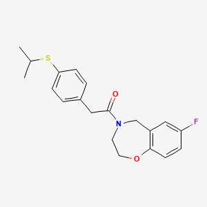 molecular formula C20H22FNO2S B2868045 1-(7-fluoro-2,3-dihydrobenzo[f][1,4]oxazepin-4(5H)-yl)-2-(4-(isopropylthio)phenyl)ethanone CAS No. 2034204-30-1