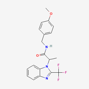 molecular formula C19H18F3N3O2 B2868058 N-(4-methoxybenzyl)-2-[2-(trifluoromethyl)-1H-1,3-benzimidazol-1-yl]propanamide CAS No. 866144-32-3