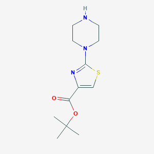 molecular formula C12H19N3O2S B2868071 Tert-butyl 2-piperazin-1-yl-1,3-thiazole-4-carboxylate CAS No. 2248387-41-7