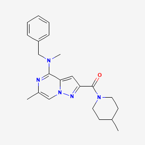 molecular formula C22H27N5O B2868080 N-benzyl-N,6-dimethyl-2-(4-methylpiperidine-1-carbonyl)pyrazolo[1,5-a]pyrazin-4-amine CAS No. 1775526-59-4