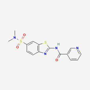 molecular formula C15H14N4O3S2 B2868101 N-{6-[(dimethylamino)sulfonyl]-1,3-benzothiazol-2-yl}nicotinamide CAS No. 701945-74-6
