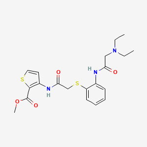 molecular formula C20H25N3O4S2 B2868103 Methyl 3-({2-[(2-{[2-(diethylamino)acetyl]amino}phenyl)sulfanyl]acetyl}amino)-2-thiophenecarboxylate CAS No. 478045-06-6