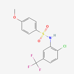 molecular formula C14H11ClF3NO3S B2868180 N-(2-Chloro-5-(trifluoromethyl)phenyl)-4-methoxybenzenesulfonamide CAS No. 313981-48-5