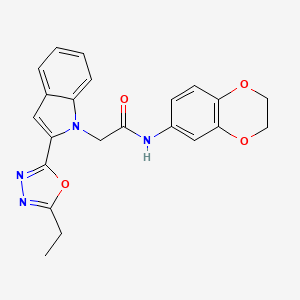 molecular formula C22H20N4O4 B2868186 N-(2,3-dihydro-1,4-benzodioxin-6-yl)-2-[2-(5-ethyl-1,3,4-oxadiazol-2-yl)-1H-indol-1-yl]acetamide CAS No. 941970-16-7