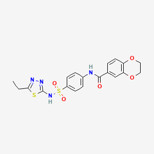 molecular formula C19H18N4O5S2 B2868204 N-{4-[(5-ETHYL-1,3,4-THIADIAZOL-2-YL)SULFAMOYL]PHENYL}-2,3-DIHYDRO-1,4-BENZODIOXINE-6-CARBOXAMIDE CAS No. 457651-14-8