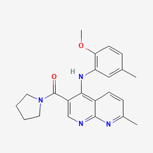 molecular formula C22H24N4O2 B2868267 N-(2-METHOXY-5-METHYLPHENYL)-7-METHYL-3-(PYRROLIDINE-1-CARBONYL)-1,8-NAPHTHYRIDIN-4-AMINE CAS No. 1251586-41-0