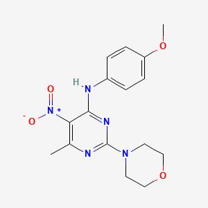 molecular formula C16H19N5O4 B2868268 N-(4-methoxyphenyl)-6-methyl-2-(morpholin-4-yl)-5-nitropyrimidin-4-amine CAS No. 378208-76-5