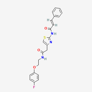 molecular formula C22H20FN3O3S B2868310 N-(4-(2-((2-(4-fluorophenoxy)ethyl)amino)-2-oxoethyl)thiazol-2-yl)cinnamamide CAS No. 1207061-71-9
