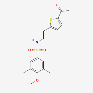 molecular formula C17H21NO4S2 B2868314 N-(2-(5-acetylthiophen-2-yl)ethyl)-4-methoxy-3,5-dimethylbenzenesulfonamide CAS No. 2034272-40-5