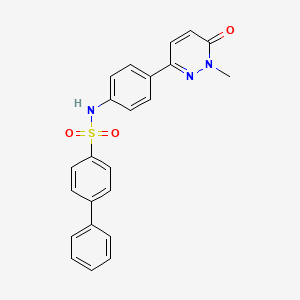 molecular formula C23H19N3O3S B2868375 N-(4-(1-methyl-6-oxo-1,6-dihydropyridazin-3-yl)phenyl)-[1,1'-biphenyl]-4-sulfonamide CAS No. 941979-51-7