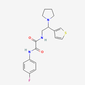 molecular formula C18H20FN3O2S B2868401 N'-(4-fluorophenyl)-N-[2-(pyrrolidin-1-yl)-2-(thiophen-3-yl)ethyl]ethanediamide CAS No. 946200-75-5