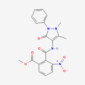 molecular formula C20H18N4O6 B2868423 methyl 2-[(1,5-dimethyl-3-oxo-2-phenyl-2,3-dihydro-1H-pyrazol-4-yl)carbamoyl]-3-nitrobenzoate CAS No. 398996-65-1