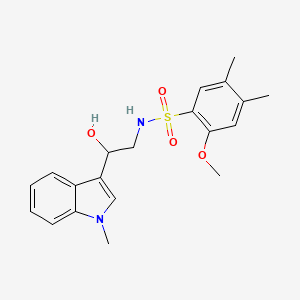 molecular formula C20H24N2O4S B2868436 N-(2-hydroxy-2-(1-methyl-1H-indol-3-yl)ethyl)-2-methoxy-4,5-dimethylbenzenesulfonamide CAS No. 1448129-30-3