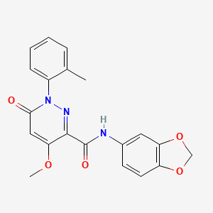 molecular formula C20H17N3O5 B2868537 N-(2H-1,3-benzodioxol-5-yl)-4-methoxy-1-(2-methylphenyl)-6-oxo-1,6-dihydropyridazine-3-carboxamide CAS No. 942004-73-1