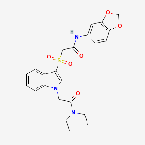 2-(3-((2-(benzo[d][1,3]dioxol-5-ylamino)-2-oxoethyl)sulfonyl)-1H-indol-1-yl)-N,N-diethylacetamide