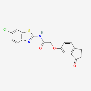 molecular formula C18H13ClN2O3S B2868594 N-(6-chloro-1,3-benzothiazol-2-yl)-2-[(3-oxo-2,3-dihydro-1H-inden-5-yl)oxy]acetamide CAS No. 1203018-58-9