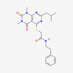 B2868605 2-((2-isobutyl-6,8-dimethyl-5,7-dioxo-5,6,7,8-tetrahydropyrimido[4,5-d]pyrimidin-4-yl)thio)-N-phenethylacetamide CAS No. 872596-43-5