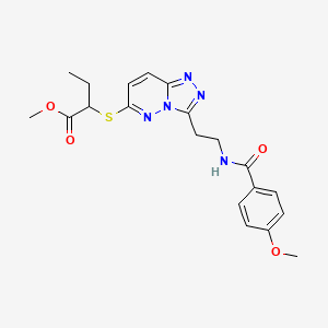 molecular formula C20H23N5O4S B2868620 Methyl 2-((3-(2-(4-methoxybenzamido)ethyl)-[1,2,4]triazolo[4,3-b]pyridazin-6-yl)thio)butanoate CAS No. 872996-34-4