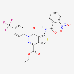 molecular formula C23H15F3N4O6S B2868628 ethyl 5-(2-nitrobenzamido)-4-oxo-3-[4-(trifluoromethyl)phenyl]-3H,4H-thieno[3,4-d]pyridazine-1-carboxylate CAS No. 851951-33-2