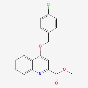 molecular formula C18H14ClNO3 B2868654 Methyl 4-[(4-chlorophenyl)methoxy]quinoline-2-carboxylate CAS No. 1358411-66-1