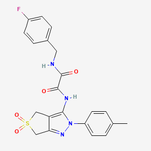 molecular formula C21H19FN4O4S B2868675 N'-[(4-fluorophenyl)methyl]-N-[2-(4-methylphenyl)-5,5-dioxo-2H,4H,6H-5lambda6-thieno[3,4-c]pyrazol-3-yl]ethanediamide CAS No. 899944-53-7