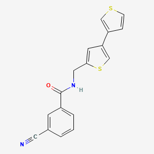 molecular formula C17H12N2OS2 B2868721 N-({[3,3'-bithiophene]-5-yl}methyl)-3-cyanobenzamide CAS No. 2380069-00-9