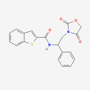 molecular formula C20H16N2O4S B2868760 N-[2-(2,4-dioxo-1,3-oxazolidin-3-yl)-1-phenylethyl]-1-benzothiophene-2-carboxamide CAS No. 2034270-37-4