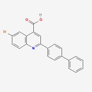 molecular formula C22H14BrNO2 B2868781 2-Biphenyl-4-yl-6-bromo-4-carboxy-quinoline CAS No. 627907-08-8