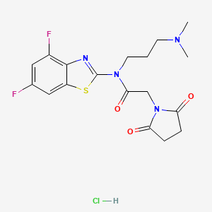 molecular formula C18H21ClF2N4O3S B2868802 N-(4,6-DIFLUORO-1,3-BENZOTHIAZOL-2-YL)-N-[3-(DIMETHYLAMINO)PROPYL]-2-(2,5-DIOXOPYRROLIDIN-1-YL)ACETAMIDE HYDROCHLORIDE CAS No. 1215613-88-9
