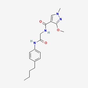 molecular formula C18H24N4O3 B2868805 N-(2-((4-butylphenyl)amino)-2-oxoethyl)-3-methoxy-1-methyl-1H-pyrazole-4-carboxamide CAS No. 1351597-27-7