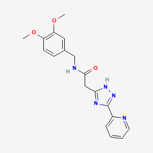 molecular formula C18H19N5O3 B2868866 N-[(3,4-DIMETHOXYPHENYL)METHYL]-2-[3-(PYRIDIN-2-YL)-1H-1,2,4-TRIAZOL-5-YL]ACETAMIDE CAS No. 1326826-75-8