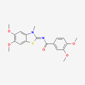 molecular formula C19H20N2O5S B2868907 N-[(2Z)-5,6-dimethoxy-3-methyl-2,3-dihydro-1,3-benzothiazol-2-ylidene]-3,4-dimethoxybenzamide CAS No. 895456-84-5