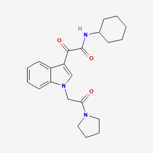 molecular formula C22H27N3O3 B2868936 N-cyclohexyl-2-oxo-2-{1-[2-oxo-2-(pyrrolidin-1-yl)ethyl]-1H-indol-3-yl}acetamide CAS No. 872848-99-2