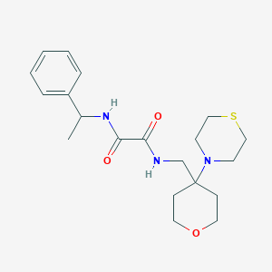 molecular formula C20H29N3O3S B2868972 N'-(1-phenylethyl)-N-{[4-(thiomorpholin-4-yl)oxan-4-yl]methyl}ethanediamide CAS No. 2415582-38-4