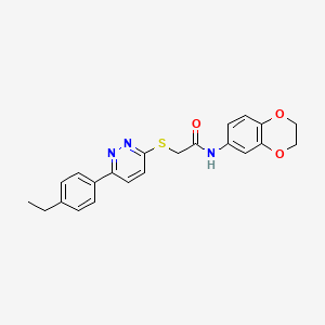molecular formula C22H21N3O3S B2869013 N-(2,3-dihydro-1,4-benzodioxin-6-yl)-2-{[6-(4-ethylphenyl)pyridazin-3-yl]sulfanyl}acetamide CAS No. 896045-47-9