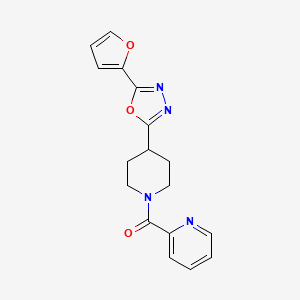 molecular formula C17H16N4O3 B2869015 2-{4-[5-(furan-2-yl)-1,3,4-oxadiazol-2-yl]piperidine-1-carbonyl}pyridine CAS No. 1209940-50-0