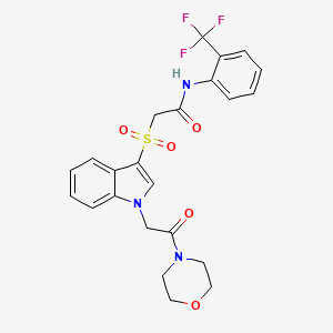 molecular formula C23H22F3N3O5S B2869121 2-((1-(2-morpholino-2-oxoethyl)-1H-indol-3-yl)sulfonyl)-N-(2-(trifluoromethyl)phenyl)acetamide CAS No. 878059-71-3
